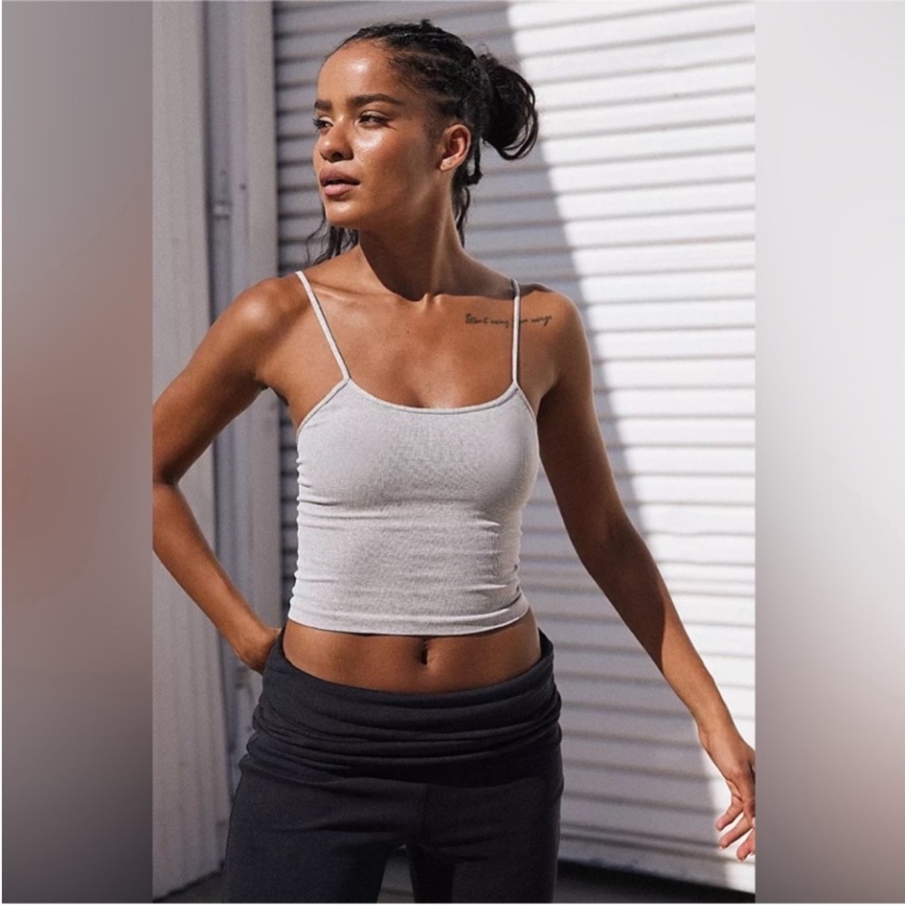 NEW Free People Movement Tighten Up Tank NWOT Gray Crop Top Ribbed Cropped Top
